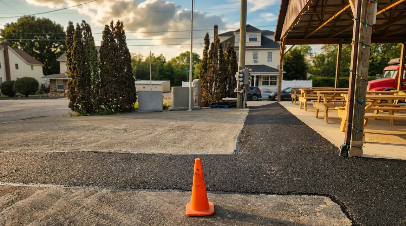 Finished commercial paving and sealcoating project by VP Construction